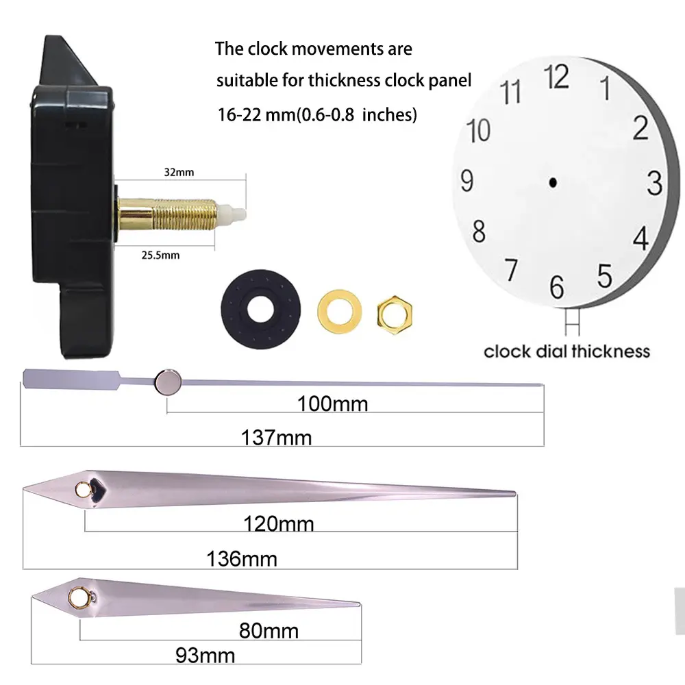 新品32mm长轴挂钩机芯指针石英钟机芯带塑胶挂勾钟表配件 - 图2