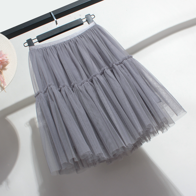 四季短裙 厂价直销 优雅天使的小店纱裙女半身裙蓬蓬打底裙网纱裙A字高腰显瘦荷叶边短裙年春夏2