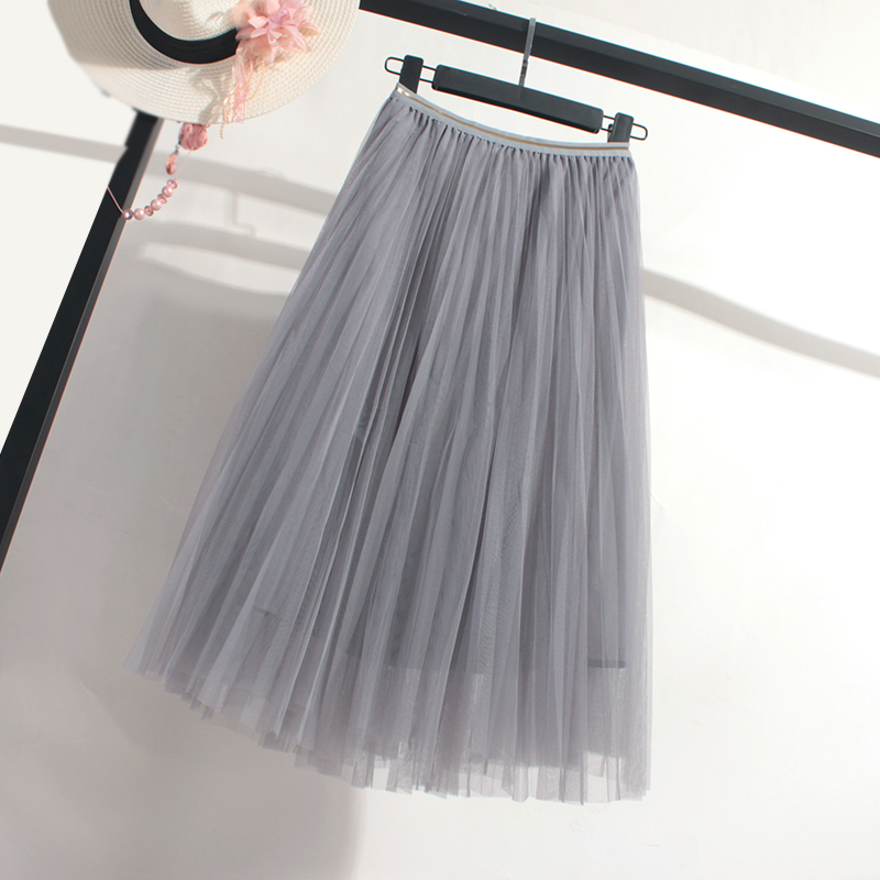 四季短裙 厂价直销 优雅天使的小店半身裙女春夏秋冬高腰网纱中长纱裙子甜美蓬蓬百褶日系超仙年2