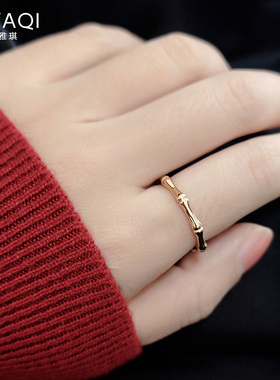 钛钢镀18K金时尚竹节戒指