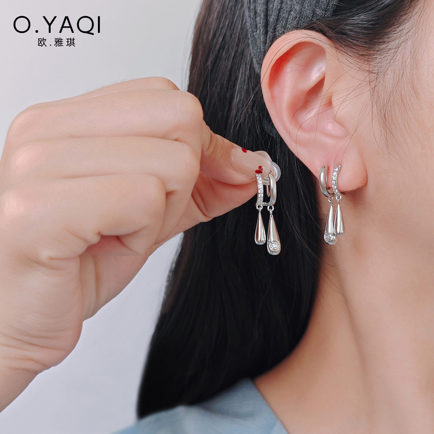 无耳洞气质清冷风微镶闪锆双水滴蚊香盘耳夹个性耳钉时尚女耳饰品,淘宝优惠券,粉丝福利购,淘宝优惠卷