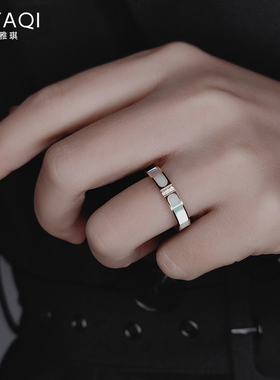 贝壳钛钢镀18K金高级感日韩戒指