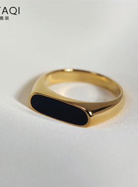 钛钢18k金复古时尚风饰品戒子