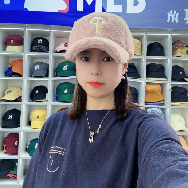 韩国MLB帽子冬季仿羊羔毛嘻哈帽NY字洋基队经典棒球帽休闲鸭舌帽-图0