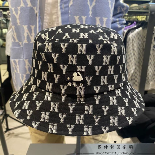 Корейская шляпа MLB 23 года, вышитая буква, темная шаблон янки команда NY Fisherman Hat Sunscreen Потолочная крышка