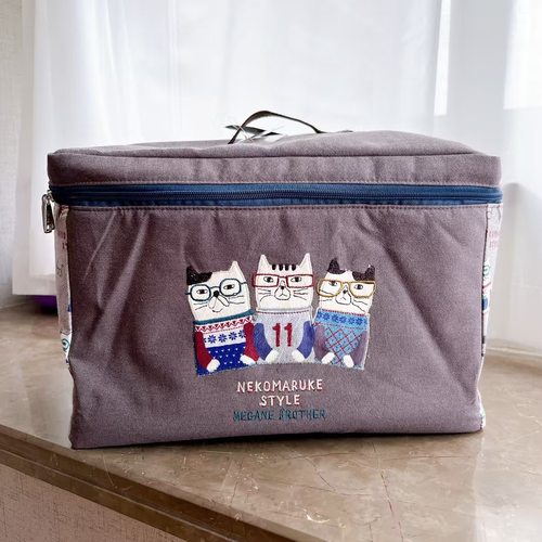 日本kusuguru刺绣猫布艺收纳箱衣物内衣玩具待产包家居收纳箱7520 - 图2