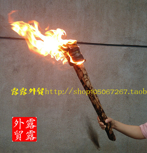 木头古代火把火炬篝火舞台表演火把探险古装火把电影道具反复使用_虎窝淘