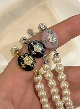 西太后磁吸珐琅扣珍珠土星手链 宫廷复古高级感磁铁吸手环