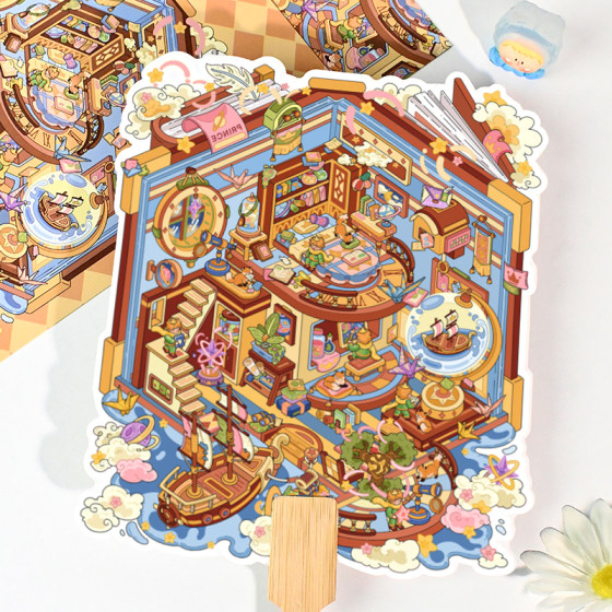 Senyou's new fantasy fan miniature scene landscaping stickers three-dimensional decompression stickers 2.5D fan landscaping