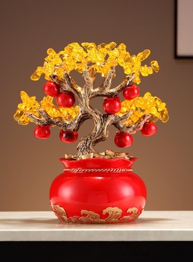 速发发财树招财摆件开业送礼物新中式高台店铺前档装饰品乔迁新居