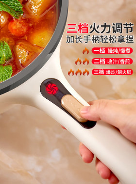 利仁爆炒电炒锅炒菜家用多功能一体式煎炸蒸煮旅行火锅宿舍电煮锅
