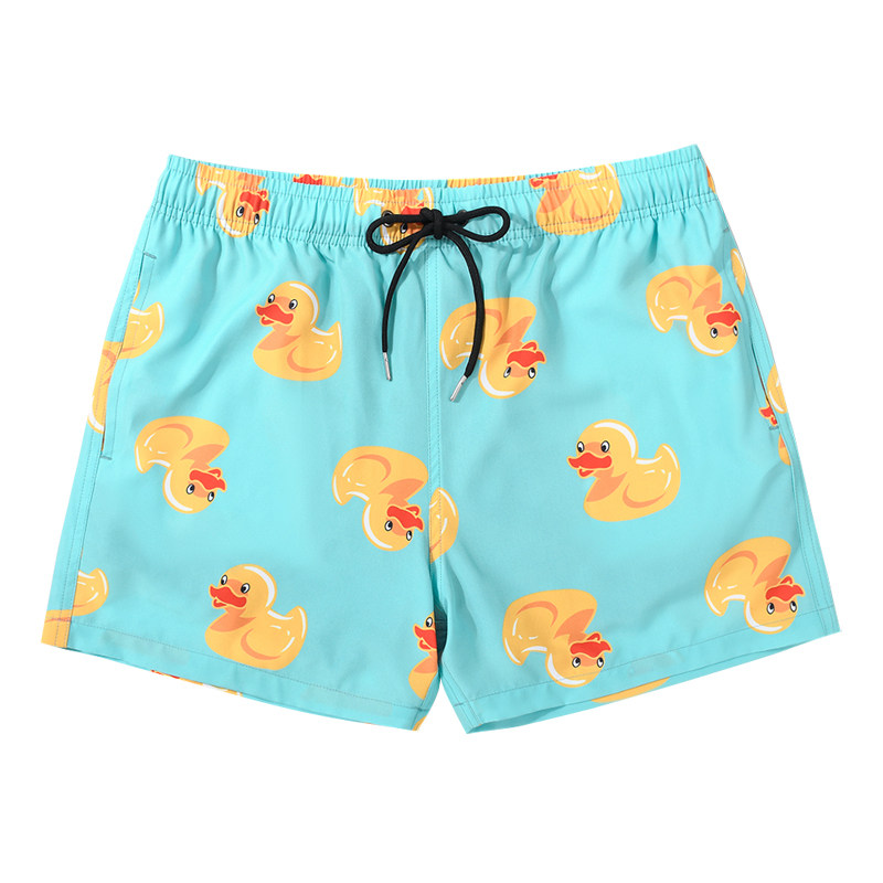 欧美ins潮牌小黄鸭印花短裤男沙滩裤速干双层防尴尬海边度假泳裤,淘宝优惠券,粉丝福利购,淘宝优惠卷