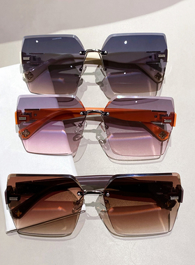 方形无框切边女款墨镜防紫外线