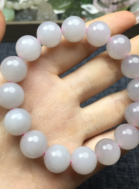 天然和田玉藕粉大珠子卡12mm男女同款手串送证书