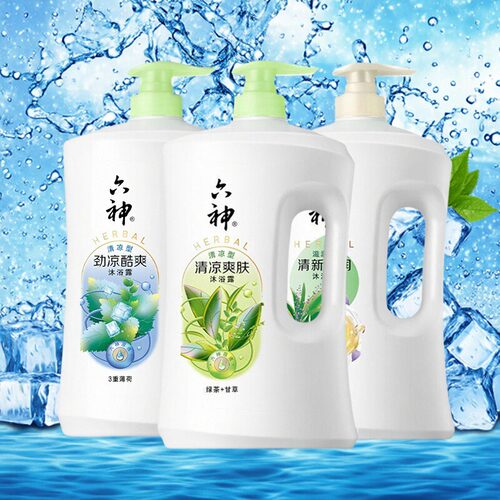 六神沐浴露持久留香清凉爽肤绿茶甘草1.5L大容量沐浴乳液男女家庭 - 图2