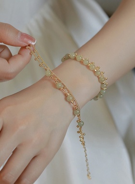 2023新款在逃公主*天然和田玉手链ins小众设计甜美仙气少女手链女