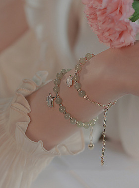 「腕江南」天然和田玉手链女气质白蝶贝吊坠项链新中式国风手串