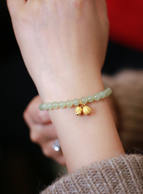 天然和田玉手串925纯银手链礼物