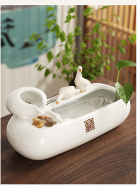陶瓷小型流水摆件流水循环鱼缸自动循环猫咪饮水器桌面办公室摆件