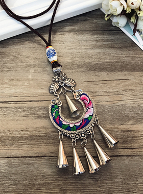 复古长款时尚古典刺绣民族项链