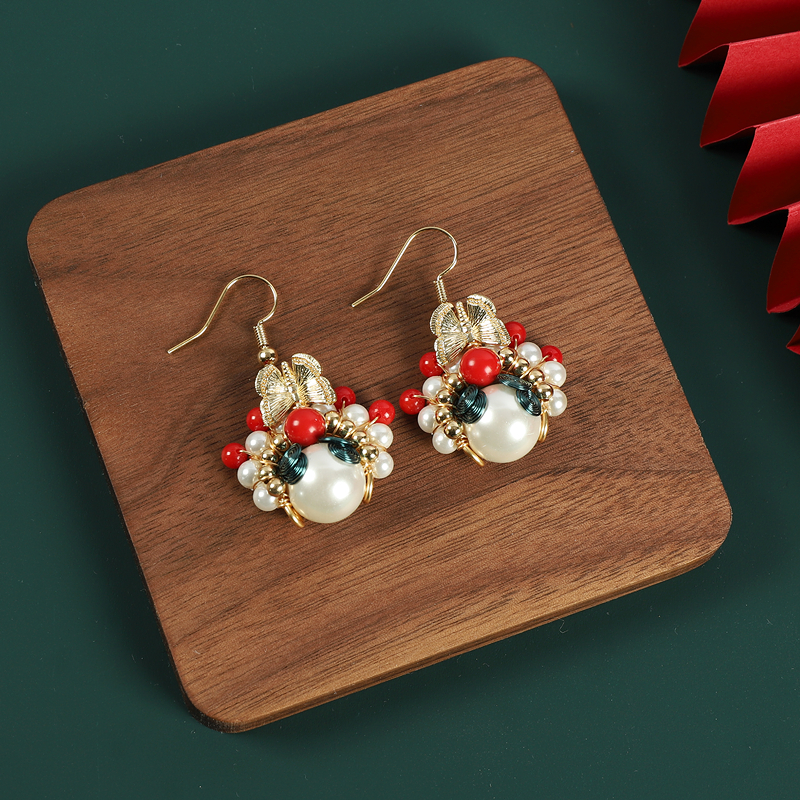 新中式刀马旦脸谱流苏珍珠耳环国风设计感气质长款小众国潮耳饰女 - 图2