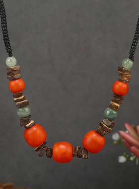 柿柿如意复古文艺蜜蜡项链女