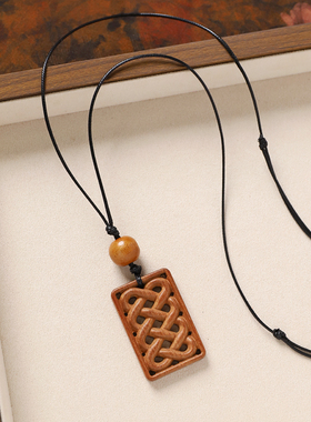 新中式复古木质长款项链毛衣链