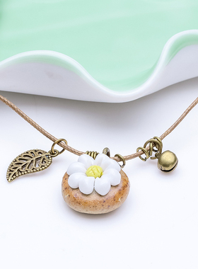 陶瓷民族风手工原创森系铃铛项链