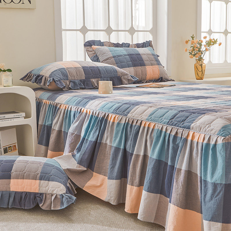 全棉水洗棉夹棉床裙单件纯棉带裙边床单防滑加厚床罩床盖四季通用,淘宝优惠券,粉丝福利购,淘宝优惠卷