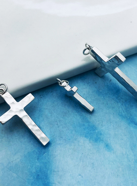 十字架吊坠纯银刻字情侣挂件diy