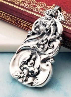 佐曼蒂纯银男复古吊坠中国风龙牌