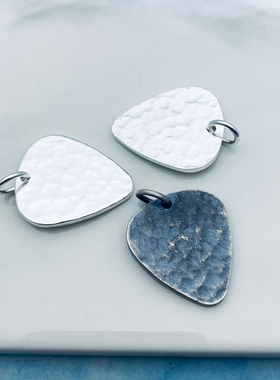 吊坠纯银情侣锤纹拔片吉他复古