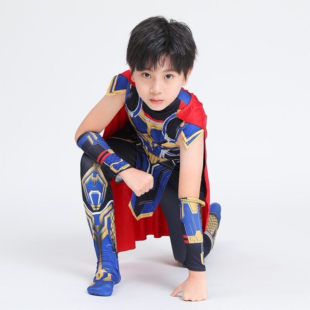 儿童舞台扮演服装雷神4爱与雷霆索尔人物角色Cosplay紧身衣套装_虎窝淘