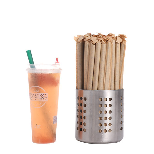 一次性波霸珍珠奶茶牛皮纸粗吸管19cm黑色网红大吸管粗口加长23cm - 图0