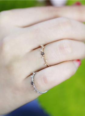 关节指环镶钻尾戒小雏菊花卉首饰