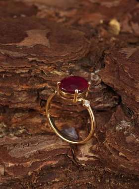 天然托彩宝戒指女尼泊尔18K金