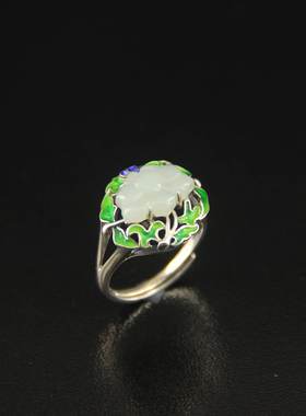 S925纯银莲花戒指女款可调节