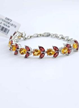 高级气质黄水晶手链925纯银满钻镶嵌气质手链招财进宝女