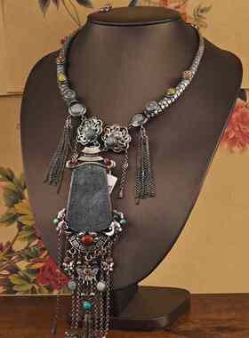 新中式莲花吊坠编绳项链