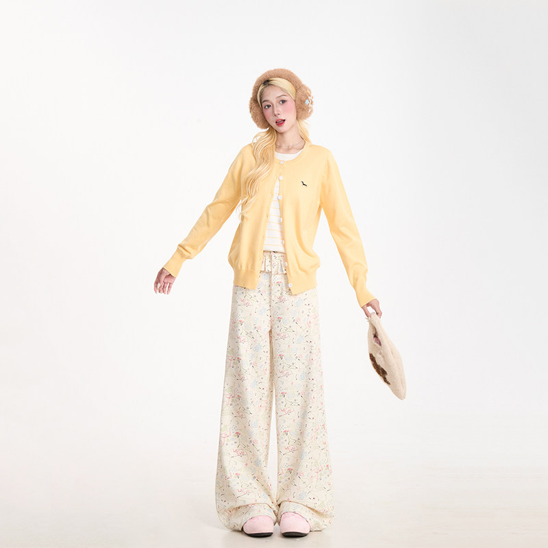 NERESUM韩系卡通满印直筒裤女潮牌宽松休闲裤垂感拖地百搭裤子,淘宝优惠券,粉丝福利购,淘宝优惠卷