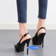 Stiletto ultra high heel pointed toe platform back hollow sandals