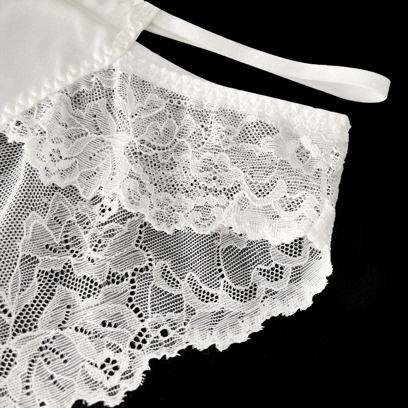 桑蚕丝女士低腰镂空性感火辣真丝内裤女蕾丝无痕透气三角短裤 - 图2
