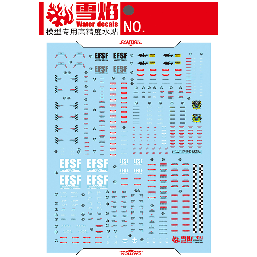 雪焰 HG 1/144 雷霆宙域 陆地S型+阿特拉斯 2in1 高达 荧光水贴纸 - 图0