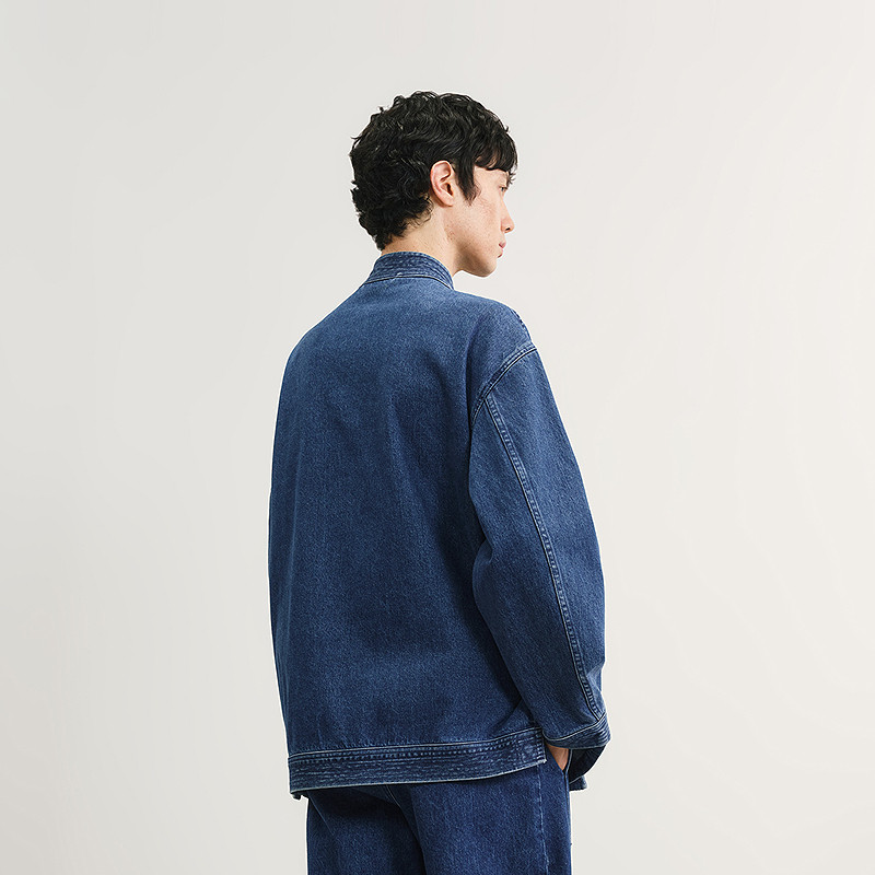 速写男装早春新款男士外套交领牛仔夹克新中式复古工装感棉质外套,淘宝优惠券,粉丝福利购,淘宝优惠卷