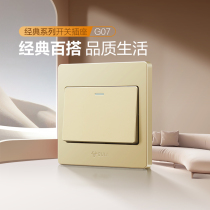 Bull Switch Single Open Double Control Switch 1 Open Double Control Switch One-One-League Double Control Panel G07 Gold