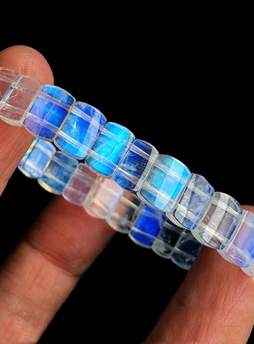 印度料玻璃体蓝月光石手牌