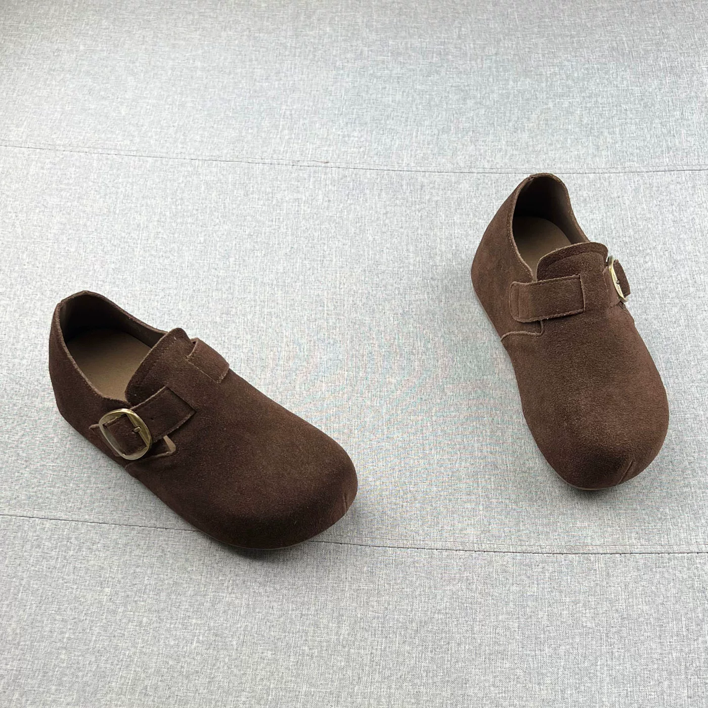 Женские обувь из натуральной кожи с подкладкой для повышения высоты, Birkenstock, новая осень 2025, мягкая поверхность, нескользящая толстая подошва, повседневная обувь‑лоферы