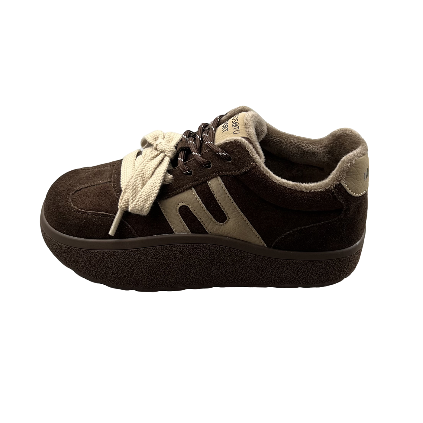 真皮加绒系带厚底增高德训鞋阿甘鞋2025年冬款防滑底运动休闲鞋女 - 图3