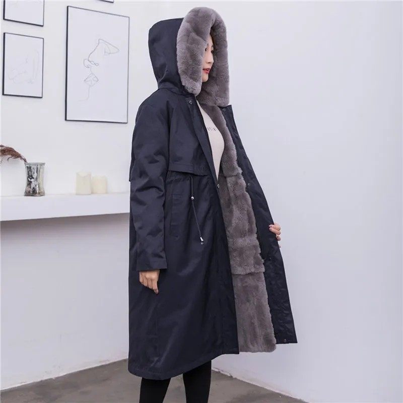 派克服女冬中长款皮草外套貂绒内胆可拆卸皮毛一体大衣妈妈装2024,淘宝优惠券,粉丝福利购,淘宝优惠卷