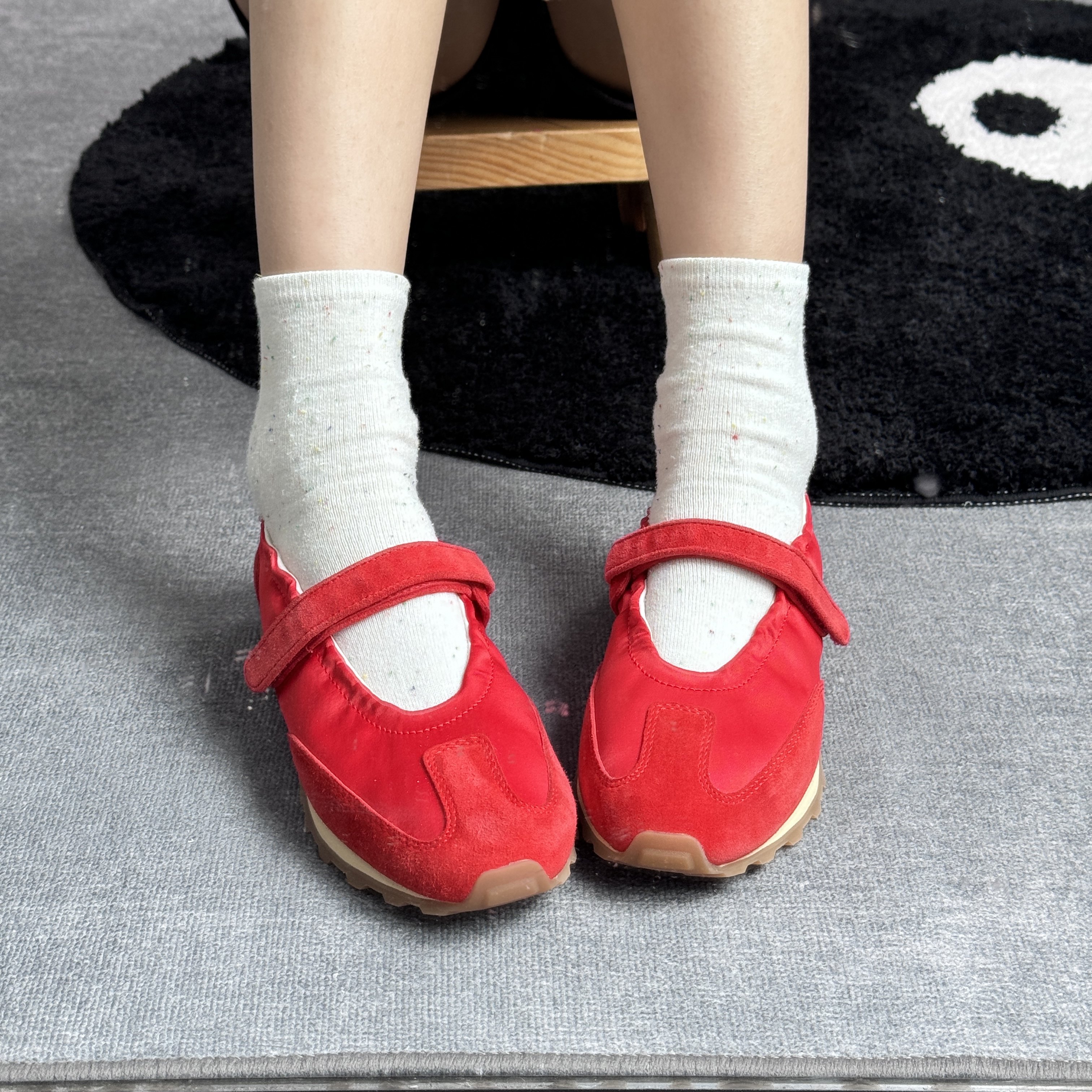 复古红色真皮2025新款玛丽珍运动鞋女舒适透气百搭平底芭蕾舞女鞋,淘宝优惠券,粉丝福利购,淘宝优惠卷